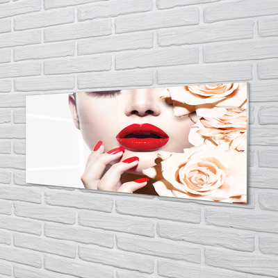 Foto in plexiglas Rose vrouw met rode lippen