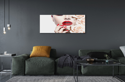 Foto in plexiglas Rose vrouw met rode lippen