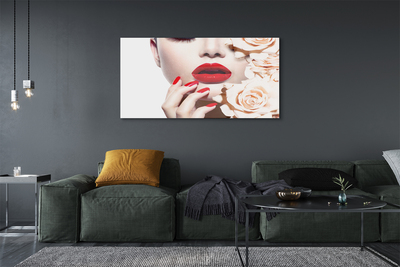 Foto in plexiglas Rose vrouw met rode lippen