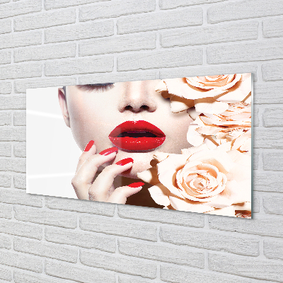 Foto in plexiglas Rose vrouw met rode lippen