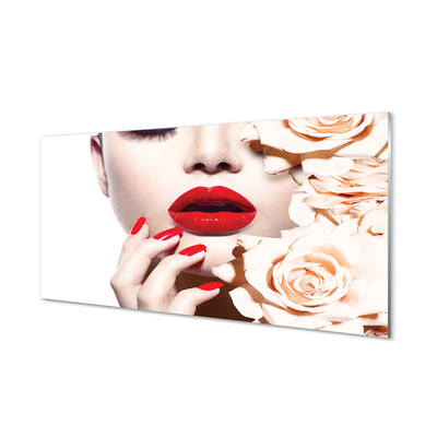 Foto in plexiglas Rose vrouw met rode lippen