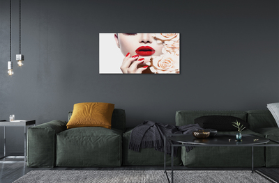 Foto in plexiglas Rose vrouw met rode lippen