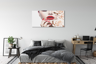 Foto in plexiglas Rose vrouw met rode lippen