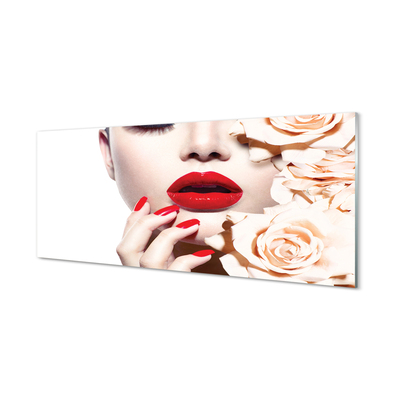 Foto in plexiglas Rose vrouw met rode lippen