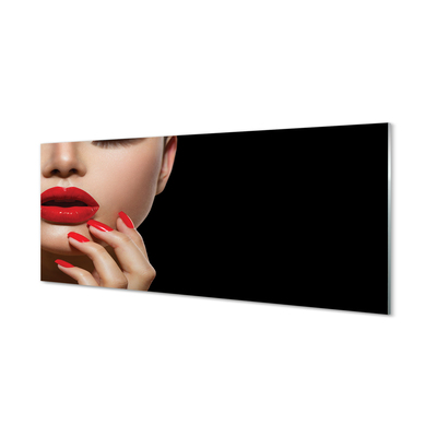 Foto in plexiglas Vrouw met rode lippen en spijkers