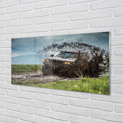 Plexiglas schilderij Auto veld bergen wolken
