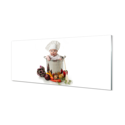 Plexiglas schilderij Een kind in een pot met groenten
