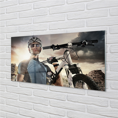 Plexiglas schilderij Fietser-fietswolken