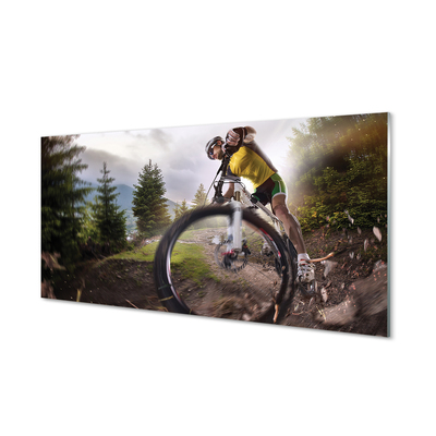 Plexiglas schilderij Bike mountains clouds