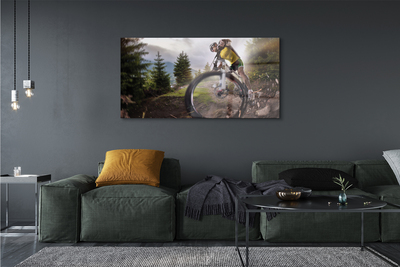 Plexiglas schilderij Bike mountains clouds