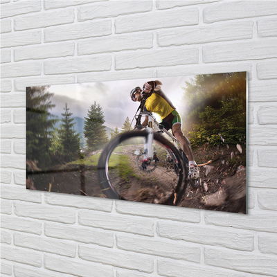 Plexiglas schilderij Bike mountains clouds