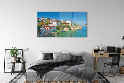 Foto op plexiglas Griekenland kustgebouwen zee