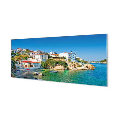 Foto op plexiglas Griekenland kustgebouwen zee