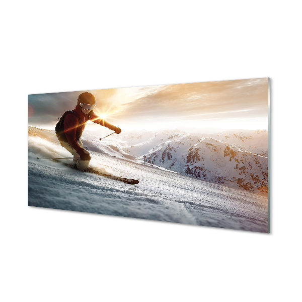 Print op plexiglas Man ski-polen