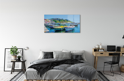 Plexiglas schilderij Bergen zee schepen