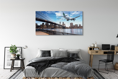 Plexiglas schilderij Vliegtuig stadswolken