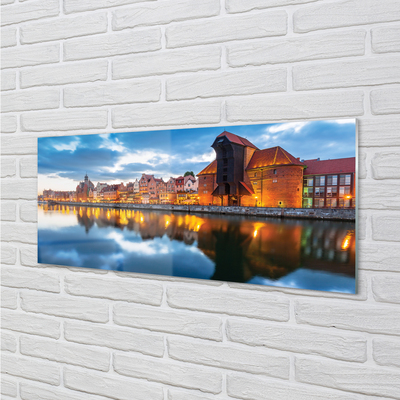 Foto op plexiglas Gdańsk river-gebouwen