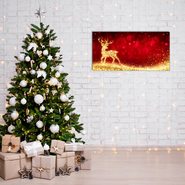Plexiglas schilderij Golden Reindeer Christmas Decoration