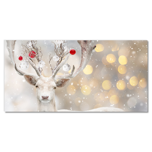 Plexiglas schilderij White Reindeer Snuisterijen van Kerstmis