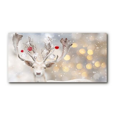 Plexiglas schilderij White Reindeer Snuisterijen van Kerstmis