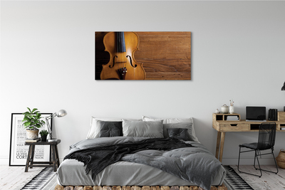Canvas doek foto Viool op hout
