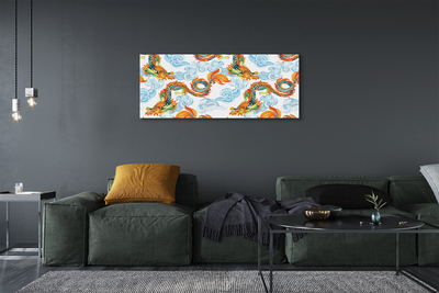 Schilderij canvas Japanse kleurrijke draken