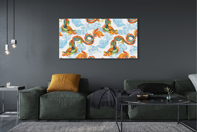 Schilderij canvas Japanse kleurrijke draken