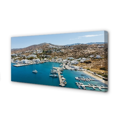 Foto op canvas Griekenland coast mountains city