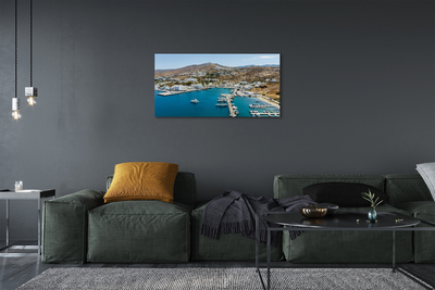 Foto op canvas Griekenland coast mountains city