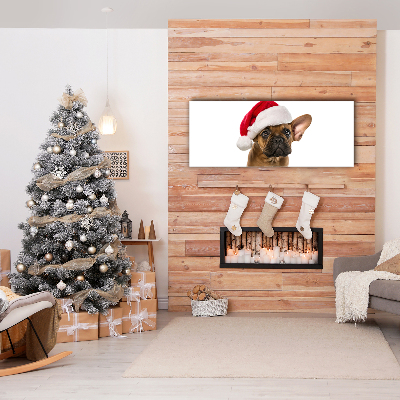 Canvas foto Bulldog Hond van Kerstmis