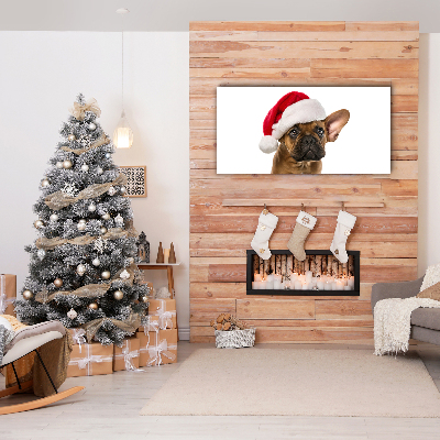 Canvas foto Bulldog Hond van Kerstmis