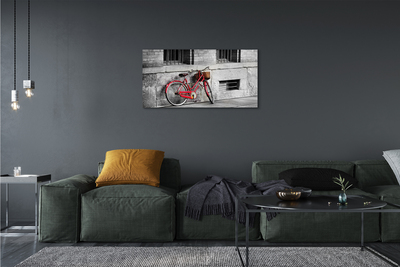 Schilderijen op canvas doek Rode fiets met een mand