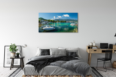Foto op canvas Griekenland haven zee bergen