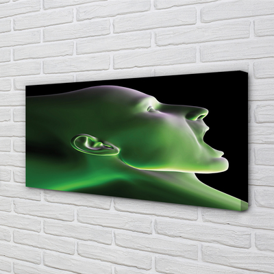 Schilderij canvas Hoofd van een man met een groen licht