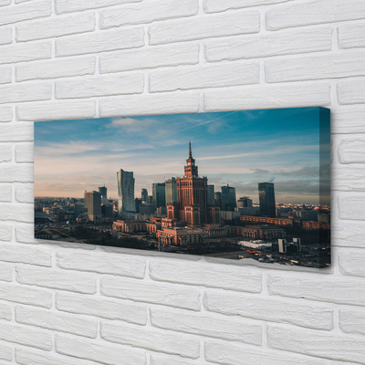 Foto op canvas Warschau wolkenkrabbers panorama zonsopgang