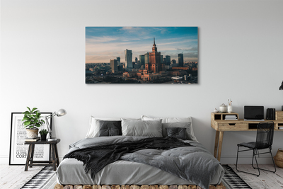 Foto op canvas Warschau wolkenkrabbers panorama zonsopgang