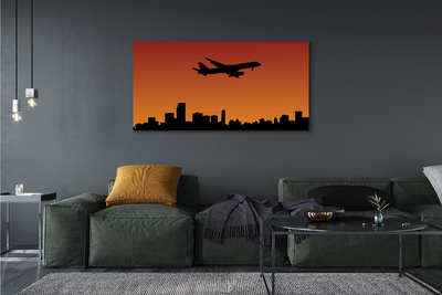 Schilderijen op canvas doek Zonsondergangvliegtuig en lucht
