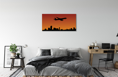 Schilderijen op canvas doek Zonsondergangvliegtuig en lucht