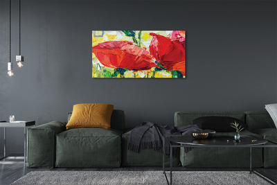 Schilderijen op canvas doek Rode bloemen