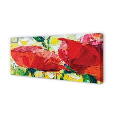 Schilderijen op canvas doek Rode bloemen