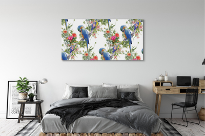 Foto op canvas Vogels op een tak met bloemen
