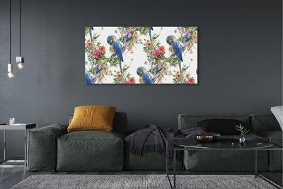 Foto op canvas Vogels op een tak met bloemen
