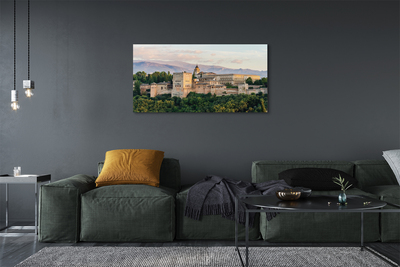 Foto op canvas Spanje kasteel bos bergen