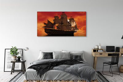 Schilderijen op canvas doek Schip oranje hemel zee