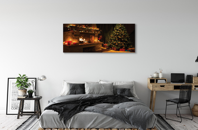 Schilderij op canvas Kerstboom open haard decoraties geschenken