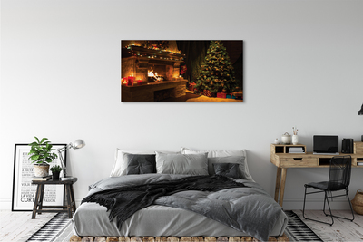 Schilderij op canvas Kerstboom open haard decoraties geschenken