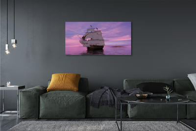 Schilderijen op canvas doek Violet sky ship sea