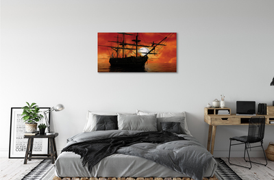 Schilderijen op canvas doek Sea ship sky clouds sun