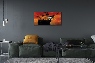 Schilderijen op canvas doek Sea ship sky clouds sun