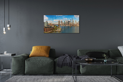 Foto op canvas Brug panorama wolkenkrabbers